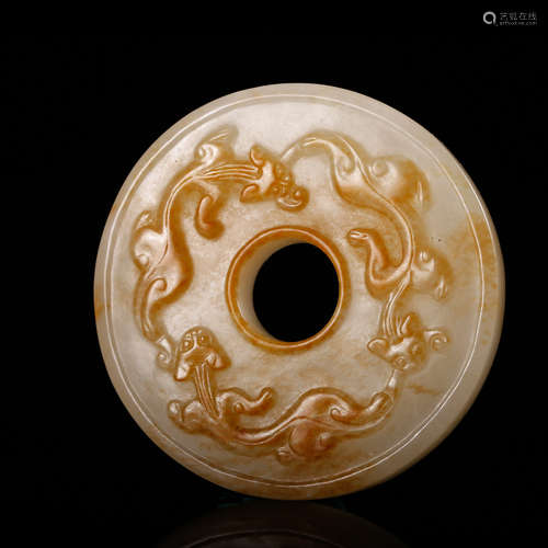 CHINESE WHITE JADE CHILONG BI PENDANT