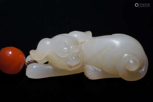 CHINESE JADE CARVED FOO DOG