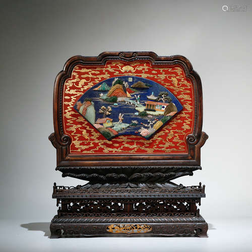 CHINESE ROSEWOOD TABLE SCREEN WITH INLAID