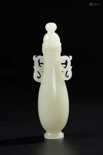 CHINESE WHITE JADE COVER VASE