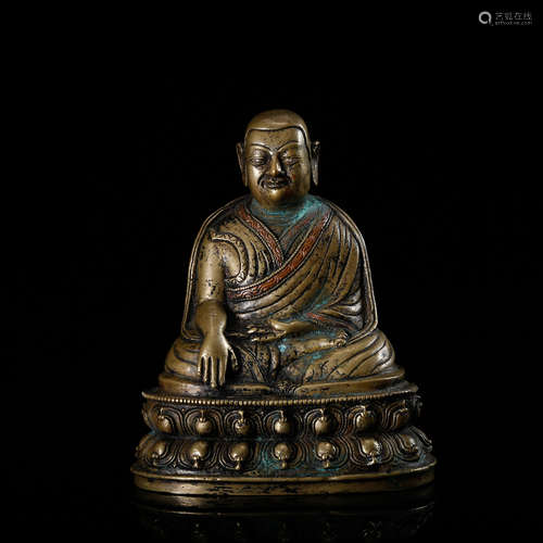 CHINESE BRONZE SEATED GURU