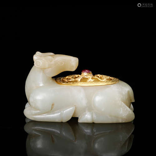 CHINESE WHITE JADE DEER CENSER