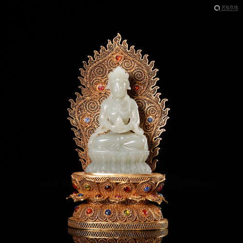 CHINESE WHITE JADE FIGURE OF GUANYIN