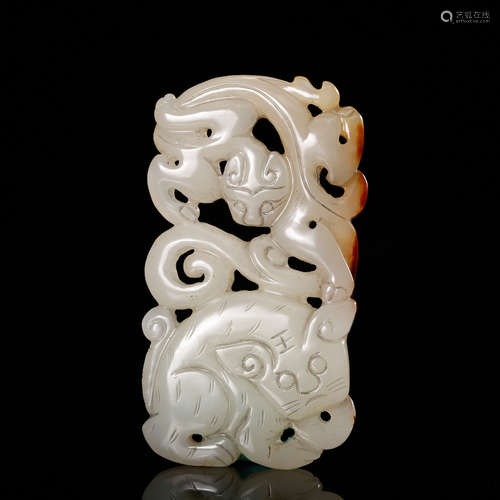 CHINESE WHITE JADE DRAGON PENDANT