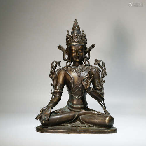 CHINESE BRONZE SEATED TARA