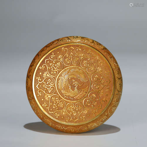 CHINESE GILT SILVER COVER BOX