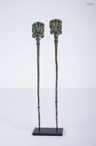 PAIR OF ANCIENT NEAR EASTERN LURISTAN BRONZE NAILS