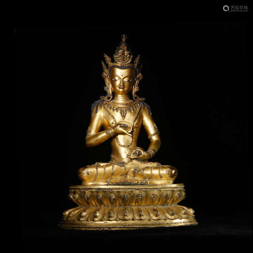 CHINESE GILT BRONZE SEATED VAJRAPANI