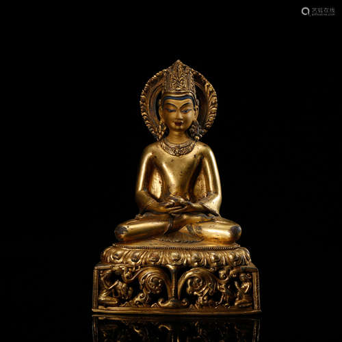 CHINESE GILT BRONZE SEATED BUDDHA