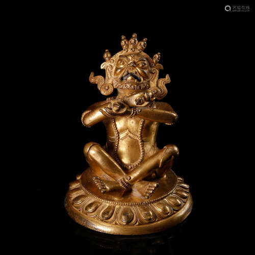 CHINESE GILT BRONZE SEATED VAJRAPANI