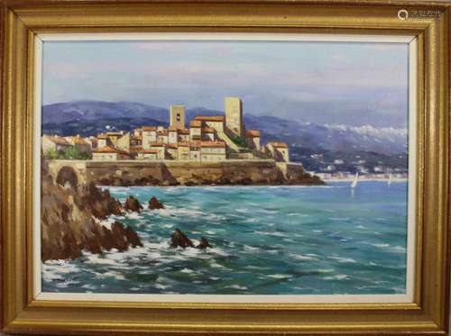 Italian School, 20th C. Coastal Painting. Signed