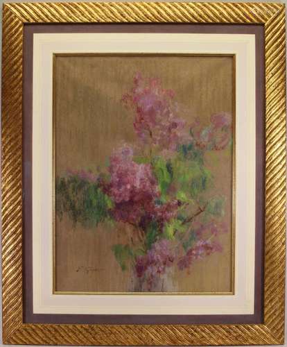 Mixed Media Painting of a Flowers, Signed