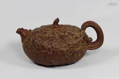 Chinese, Carved Clay Teapot