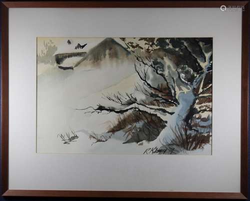 American School, '74 Watercolor of a Landscape