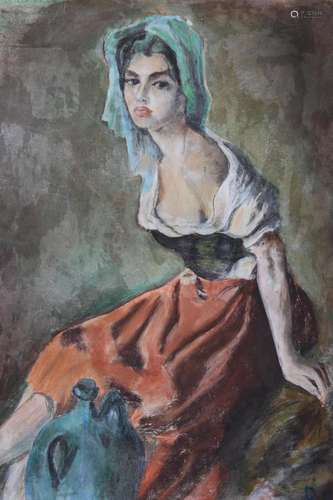 French School, Signed Portrait of a Woman