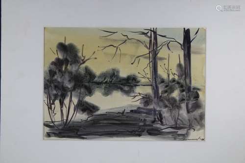 Russian School, Signed 20th C. River Landscape