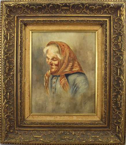 Antique Portrait of Elderly Woman, Signed