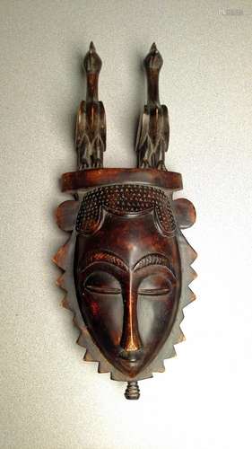 20th C. Yaure Ppl Portrait Mask w/ Birds