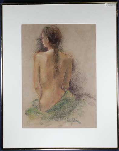 Vintage Pastel of a Nude Woman, Signed