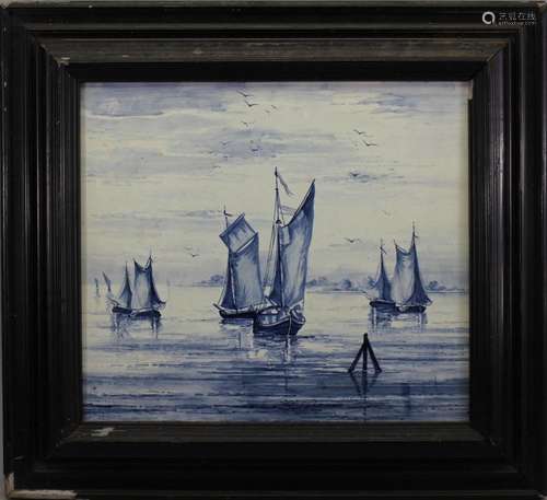 20th C. Painting on Porcelain, Sailboats