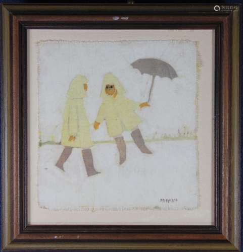 M. Wells, Collage of Two Figures with Umbrella