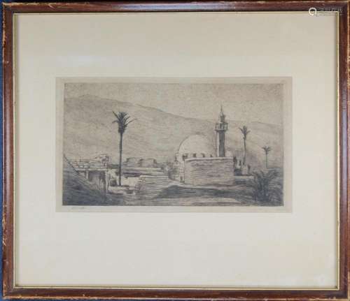 19th C. Orientalist Etching, Signed