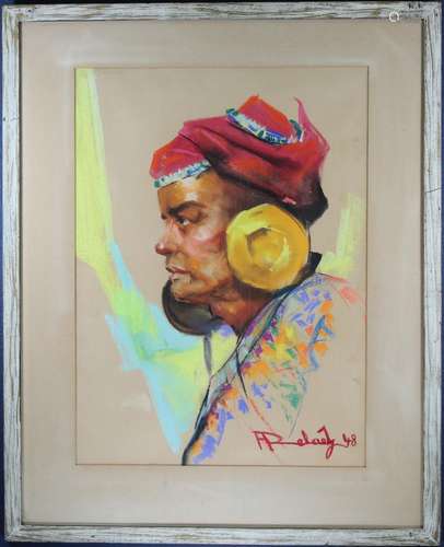 Delaney?, Signed 1948 Pastel Profile of a Man