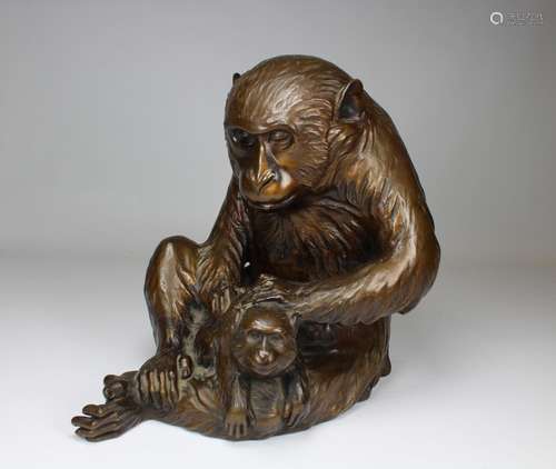 Signed, Japanese Meiji Period Bronze Monkeys