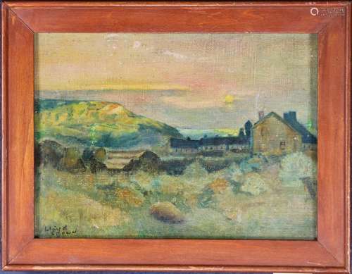 Signed, 20th C. Painting of Farm in a Landscape