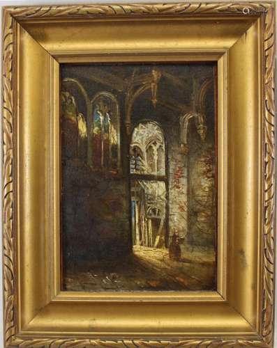 19th C. Painting of Church of St. Saviors, Caen