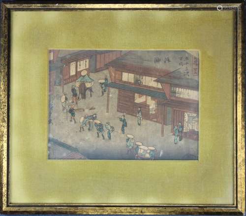 Antique Framed Japanese Woodblock