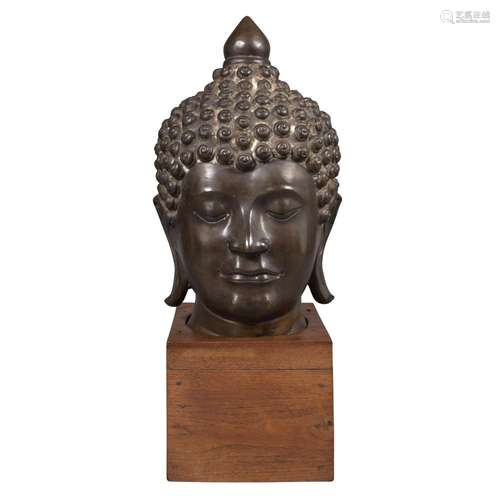 Large Bronze Head of Buddha