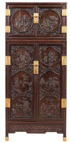 Chinese Jichimu Hardwood Two-Part Cabinet, 'Sijiangui'