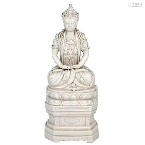 Chinese Dehua Blanc de Chine Figure of Seated Guanyin