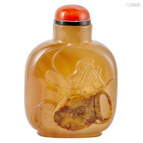 Chinese Cameo Agate Snuff Bottle