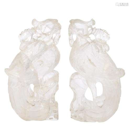 Pair of Chinese Rock Crystal Phoenix