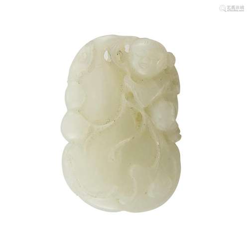 Chinese White Jade Double Gourd Pendant