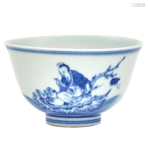 Chinese Blue and White 'Zhang Qian' Porcelain Bowl