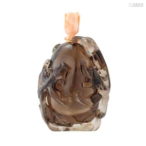 Chinese Smoky Rock Crystal Snuff Bottle