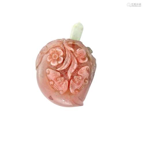 Chinese Rose Quartz Peach Snuff Bottle