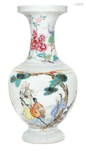 Chinese Famille Rose 'Daoist-Subject' Ovoid Vase