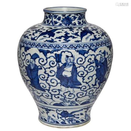 Chinese Blue and White Glazed Porcelain Vase