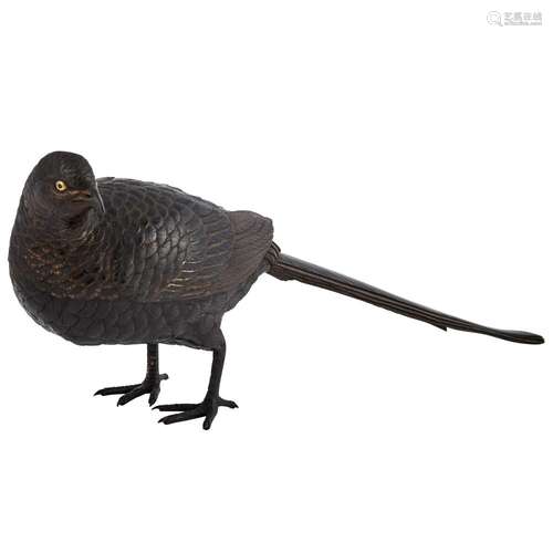 Japanese Bronze Figure of a Pheasant