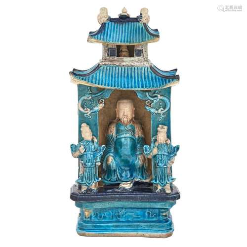 Chinese Fahua Glazed Porcelain Shrine