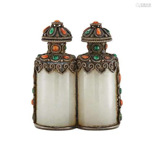 Chinese Celadon Jade Double Snuff Bottle