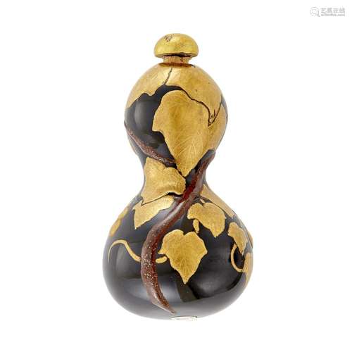 Japanese Black Lacquered Double Gourd Snuff Bottle