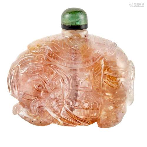 Chinese Pink Tourmaline 'Elephant' Snuff Bottle