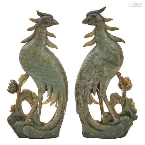 Pair of Chinese Jade Phoenix