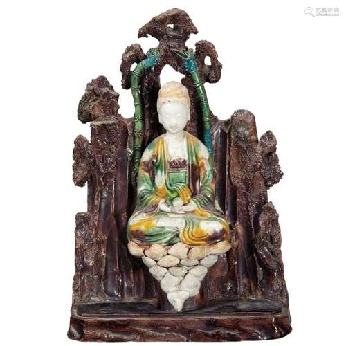 Chinese Sancai Glazed Porcelain Figure of Buddha