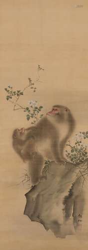 Mori Sosen (1747-1821) Hanging scroll Monkey and her young